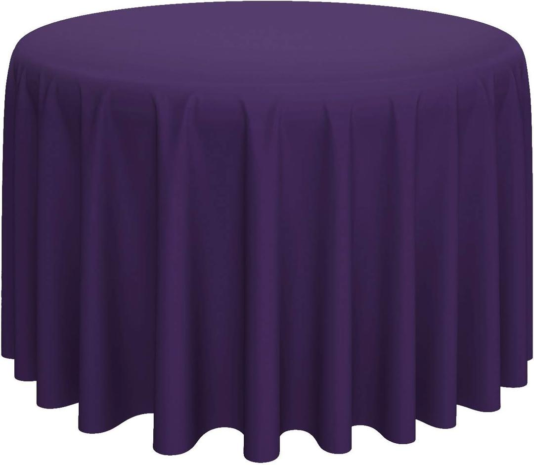 Lann's Linens - 132" Round Premium Tablecloth for Wedding/Banquet/Restaurant - Polyester Fabric Table Cloth - Purple
