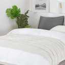 BOURINA Beige Throw Blanket 50x60 Inches Throw Textured Solid Soft Sofa Couch Decorative Knit Blanket