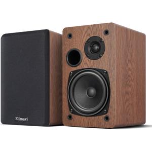 Elimavi Passive Bookshelf Speakers, Requires a Receiver or Amplifier, Brown