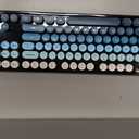 MOFII Wireless Keyboard and Mouse Combo, 2.4GHz Retro Typewriter Keyboard Full Size, Cute Wireless Mice, USB Dongle Plug and Play, for Laptop, PC, Desktop, Windows (Black Blue Gradient Color)