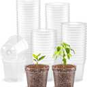2.5 Inch Clear Pots, 100 Pack Round Starter Pots, Transparent Seed Germination Pots with Drainage Holes (2.5 Inch, 100 Pack)