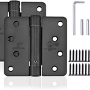 Self Closing Door Hinge 4 inch Matte Black Auto Close Hinges Adjustable 4 x 4 Inch Spring Hinges Door Closer Hinge 1/4" Radius Corner Commercial Auto Self-Closing Hinge UL Listed, 2 Pieces
