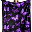 NieNeaNia Butterfly Blanket for Women Girls Purple Butterfly Gifts Butterflies Throw Blanket Decorations for Bedroom Decor 50" X 40"