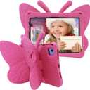 Cute Butterfly Kids Case for Apple iPad (A16) 11th Generation 11 Inch (2025), iPad 10th Generation 10.9 Inch (2022), 3D Cartoon EVA Foam Shockproof Stand Cover for Girls - Magenta