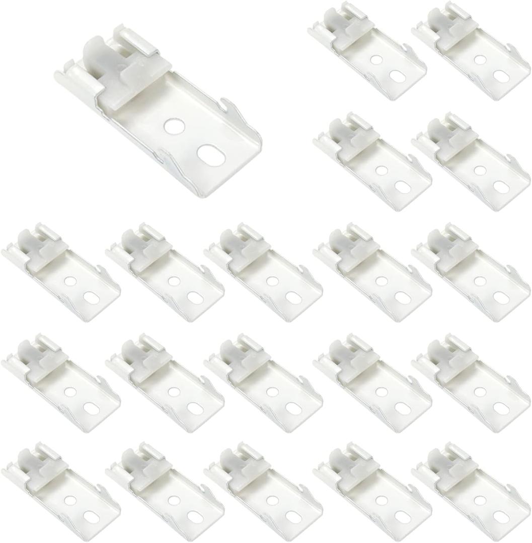 Coshar 20pcs Ceiling Mount Bracket DIY Curtain Track Installation Accessories Straight or Curved Curtain Track Top Mounting Hardware White