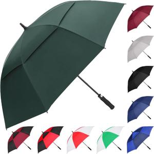 MRTLLOA Extra Large Golf Umbrella, 62 Inch Automatic Open, Oversize Double Canopy Vented Windproof Waterproof Sports Umbrellas for Rain