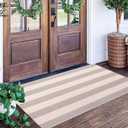 Grey and White Outdoor Rug 2'x4',Striped Front Porch Rug Machine Washable Front Door Mat Entryway Throw Rug for Front Porch Indoor Outdoor Doormat