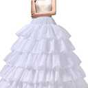4 Hoops 5 Layers Ball Gown Petticoats Black Petticoat Crinoline Underskirt Big Ruffle Wedding Accessories Tulle One Size, White