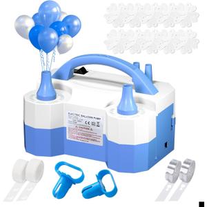 SINBEE Balloon Pump, Balloon Pump Electric, Portable Dual Nozzle Electric Blower Air Pump Inflator for Party Decoration. Faster and Save Time (Blue)