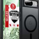 LeYi for Pixel-8 Case: Compatible for Google Pixel 8 Case [Mag-Safe Fit] with Screen Protector, Frosted Translucent Soft-Touch Skin & Full Body Protection Funda para Pixel 8, Black (Pixel 8 (6.2 inch))