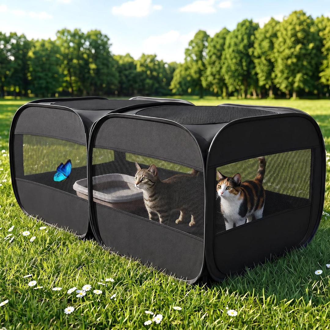 2-in-1 Dog Playpen, Portable Cat Playpen, No Assembly (58.3"L x 30"W x 24.1"H)