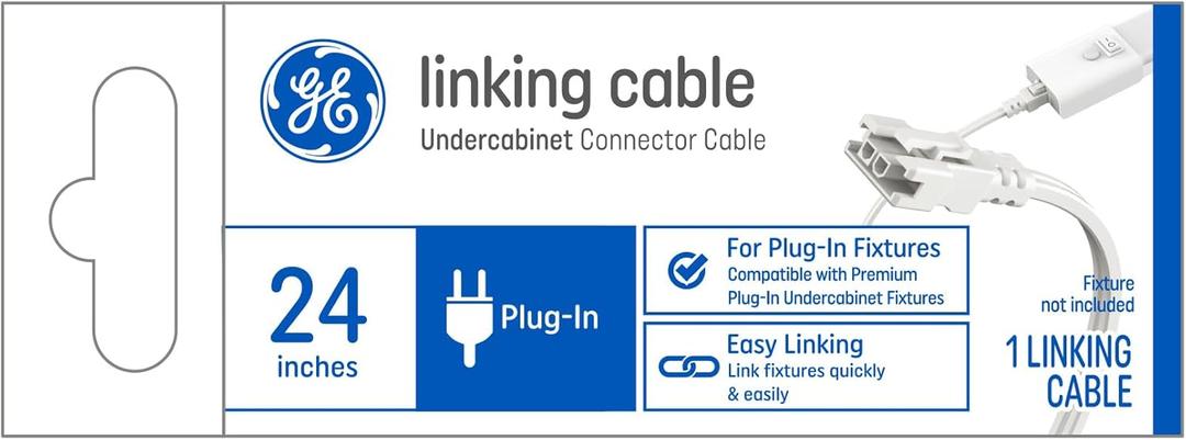 GE Linking Cable for Undercabinet Linkable Light Fixtures, 24in (1 Pack)