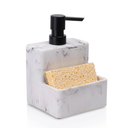 zccz Soap Dispenser with Sponge Holder, Marble Look Liquid Hand and Dish Soap Dispenser Pump Bottle and Sponge Holder 2 in 1 for Kitchen Sink Bathroom Counter Storage and Organization