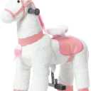 JoJoPooNy Ride on Unicorn Toys for Girls, Ride on Horse Riding Pony for Children 3-6 Years Old, Rideable Plush Walking Horse Animal with Wheels