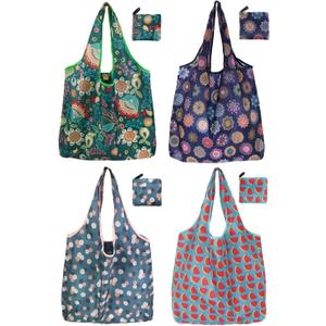 Tote Bag, 4 Pack 50Lbs Reusable Grocery Bags Gift For Women, Bulk Foldable Shopping Totes With Handles, Stylish Large Boho Tote Bags, Portable Market Cloth Storage Bags, Lightweight Heavy Duty