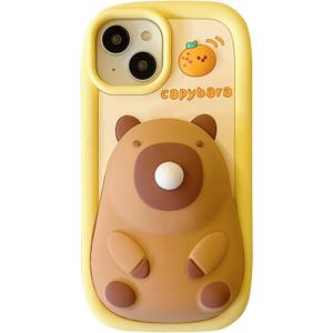 Case for iPhone 17 Pro Max,Cute 3D Kawaii Phone Cases Funny Capybara Blowing Bubbles Cartoon Cover Soft Silicone Gel Drop Protection Case Women Girls for iPhone 17 Pro Max