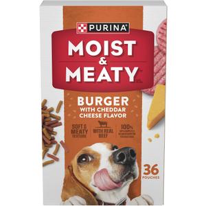 Purina Moist and Meaty Burger With Cheddar Cheese Flavor Dry Soft Dog Food Pouches - 36 ct. Pouch (EXP 10/31/26)