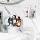 Diesisa 3pc Acrylic Wall Mount Organizer, Adhesive Clear Shower Caddies,Acrylic Soap Basket for wall,No Drilling Hang Walls,with Self Adhesive Tape, for Bathroom, Kitchen, Living Room