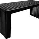 Versatile Wooden Slatted Bench - Sleek Modern Design for Dining, Entryway, Bedroom - Indoor Use with Storage Capability for Home, Kitchen, Bathroom & Beyond (Black)