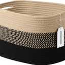 Cotton Rope Storage Basket, 15x10x9 Inches, Woven Basket for Shelves, Clothes, Toys, Towels, Books, and Laundry, Durable and Stylish, Gradient Black/Brown (1 Pack)