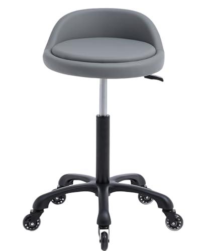Syiole Rolling Salon Stool Chair with Back Support Hydaulic Height Adjustable on Swivel Wheels Heavy Duty for Hair Cutting Esthetician Tatto Beauty Spa Bar Lab Clinic Kitchen Office Home (Dark Gray)