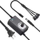 Delinx Triple 3-Pin and 4-Pin PC Fan Power Adapter, 12V Fan Speed Controller,100-240vAC to 3-12vDC Adjustable Power Supply