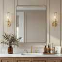 ANDY STAR Gold Bathroom Mirrors for Over Sink, 24x30 Inch Brushed Gold Wall Mirror, Rectangular Metal Framed Vanity Mirror -Modern Clean Design with Superior Stainless Steel Frame