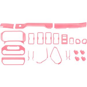 Hoolcar 24Pcs Pink ABS Interior Trim Decor Cover Interior Accessories Kit Fit for 2021-2024 Ford Bronco Center Console Dash Panel Cover & AC Vent Ring Cover & Dashboard Grab Handle Cover