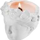 Wood Wick Candles That Crackle - Vintage Anthropologie Candles - Dark Academia Decor - Soy Wax Ceramic Jar Sculpture, Aesthetic, Cute - Unique Decorative Candle Gift - Lavender Scent - 60 Hour Burn (White)
