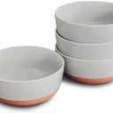 Mora Ceramic Flat Bowls Set of 4-25 oz- For Soup, Salad, Rice, Cereal, Breakfast, Dinner, Serving, Oatmeal, etc - Microwave, Dishwasher and Oven Safe Porcelain Bowl for Eating and Kitchen- Earl Grey