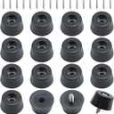 16 Pieces Rubber Feet for Cutting Board with Screw, 1" W x 1/2" H Black Rubber Bumpers, Non Slip Feet for Electronics, Furniture, Appliances