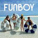 FUNBOY Giant Vintage Stripe Inflatable Tube Pool Float with Cup Holder 48" Large Pool Float for Adults Inner Tube Swimming Pool Toys Swim Rings Pool Lounger Float for Pool Party & Summer