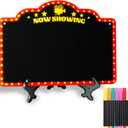 Movie Night Supplies Decorations Chalkboard Kit, Movie Theme Decor for Party, Room, Home Theater, Outdoor, Halloween Christmas, Now Showing Sign, Movie Lover Gifts (with 8-Chalk Markers)
