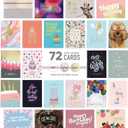 easykart labels 72 Birthday Cards Assortment with Greetings Inside. For Businesses and Individuals, 4 x 5.5 Inch Assorted Foiling Cards with Envelope with Sealing Stickers