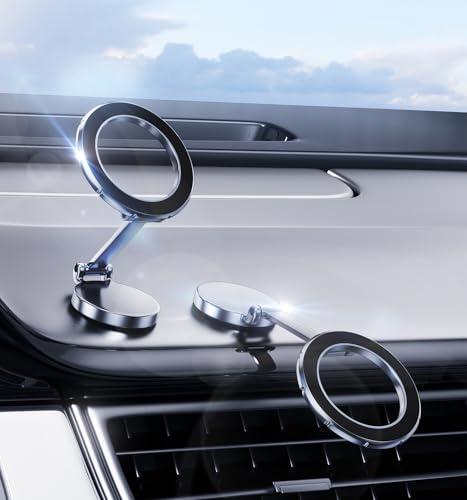 CXTX for Magsafe Phone Holder, Car Mount Folding & 360° Rotation Magnetic Phone Holder for Car Strong Magnets iPhone Car Mount Hands Phone Holders for Your Car Dash Fits iPhone17 16 15Pro Max (Black)