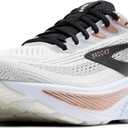 Brooks Womens Ghost 17 Neutral Running Shoe (7.5 Wide, White/Black/Rose Gold)