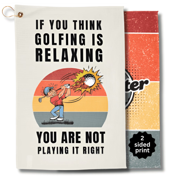 Funny Golf Towels- Golf AccessoriesThemed Gag Gifts for Men Who Have Everything, Golf Towels for Golf Bags with Clip for Men, (Relaxing)