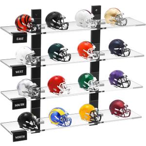 Mini Football Helmet Display Racks Wall Mount Pocket Helmet Storage Acrylic Clear Baseball Stand Display Rack Ideal Gift for Sports Enthusiast, 11.81 x 9.84 x 3.15 Inches