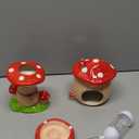 Mushroom Ceramic Hamster Hideout, Water Bottle with Stand, Food Bowl, Hamster Accessories (red)