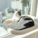 Cat Window Perch, Cat Window Hammock Soft and Comfortable Window Seat Bed with Washable Cover,Simple Install and Easy Clean Upgraded Suction Cups Hold up to 40lbs,Suitable for Window Width Over 24in