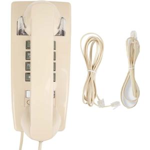 Retro Wall Phones, Old Wall Mounted Phone Landline Phone with Loud Mechanical Ringing Vintage Wall Corded Telephone with Volume Adjustable for Home, Hotel, School and Office (Beige)