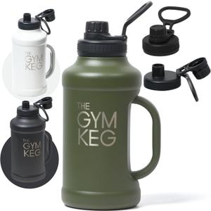 Gym Keg Insulated Water Bottle - 40oz with Handle and Lid- Big Metal Water Bottle - Easy to Clean with Wide Mouth Design - Large Capacity Metal Water Jug Ideal Gift for Friends and Love Ones