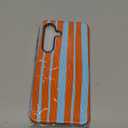 Generic Case for Samsung Galaxy S25/24,Striped Orange Blue Shockproof 2 in 1 Dual Layer for Women Men