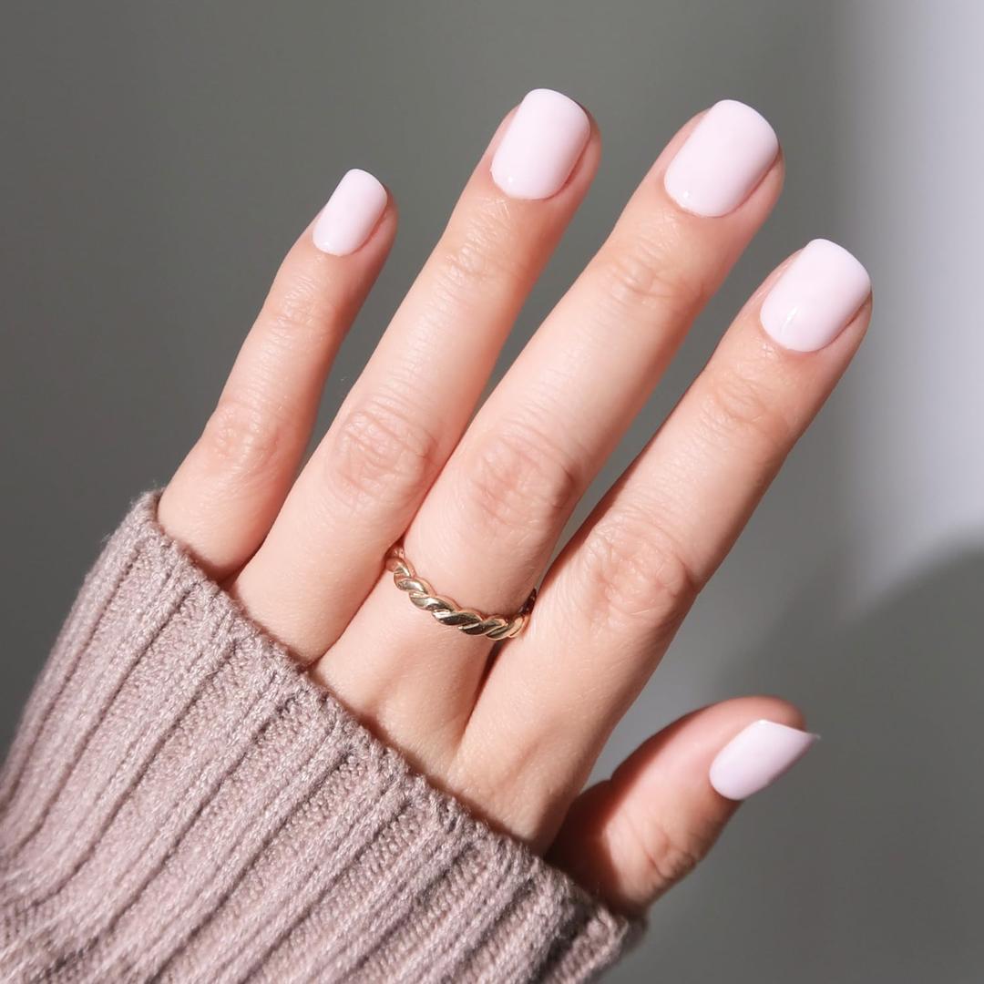 Glamnetic Press On Nails - Sweetie Set | Super Short Pink Fake Nails, Extra Short Salon Quality Milky Nails | 12 Sizes - 30 Nail Kit with Glue