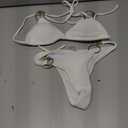 WDIRARA Women's Ring Halter Bikini Swimsuit 2 Piece Tie Back Bathing Suit (White) Small