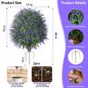 HyeFlora 26'' Artificial Boxwood Topiary Trees with Lavender 2 Pack Fake Plants for Outdoor Indoor Artificial Shrubs with Metal Ground Spike UV Resistant Fake Bushes for Front Porch Garden, Purple