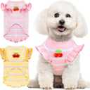 2 Pack Striped Small Dog T Shirt Cute Cherry Girl Dog Clothes for Small Dogs Cats Breathable Soft Cotton Pet Puppy Sleeveless Vest Spring Summer Doggy Outfits（Pink+Yellow, Small）