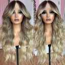 Synthetic Lace Front Wigs for Black Women 13x4x1 Ombre Blonde Wigs Ready to Wear HD Glueless Natural Wavy Wig Long Middle Part Daily Party Wear