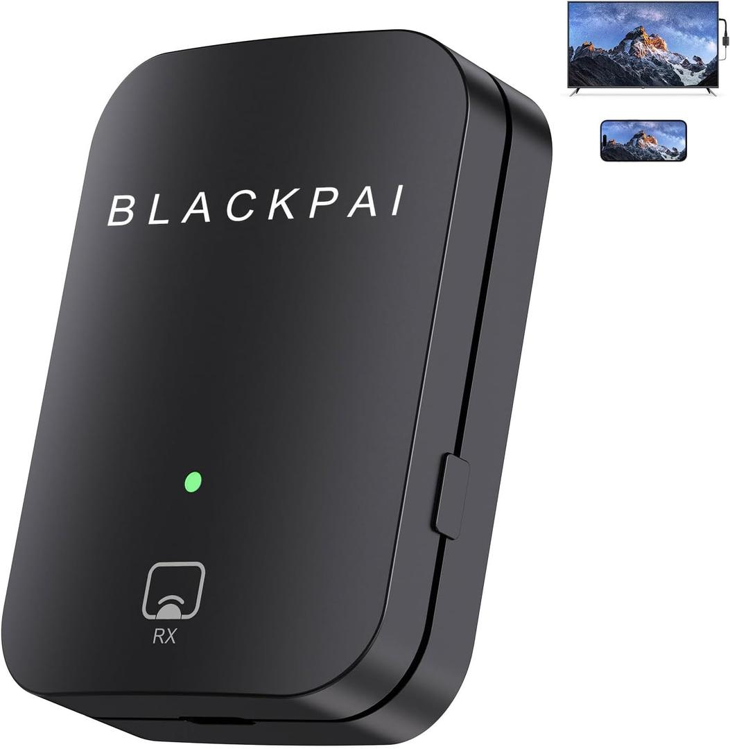 Wireless HDMI Display Dongle for Live Streaming, Portable Transmitter, Stream Video/Audio from Smartphone or iPad to TV, Monitor or Projector, Supports AirPlay, DLNA, Miracast, Black