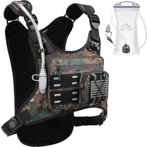 Running Vest with 2L Water Bladder, Hydration Backpack, U.S. Design Patent, Lightweight Hydration Pack with Gear Holder, Reflective Chest Pack for Men Women